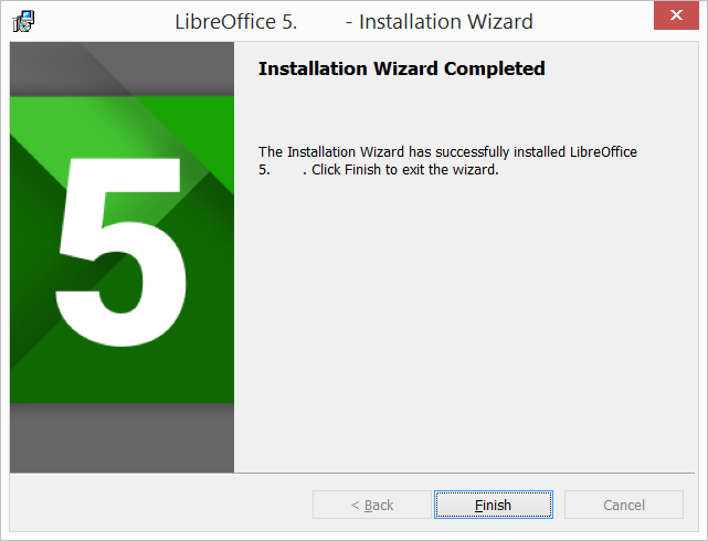 Installation de LibreOffice terminée